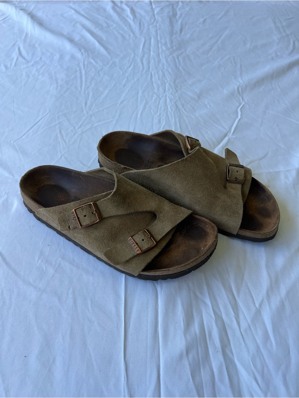 Birkenstock Women Zurich Suede Double-Buckle Slide Sandals Shoes Sz 39/8 Narrow - Picture 11 of 12